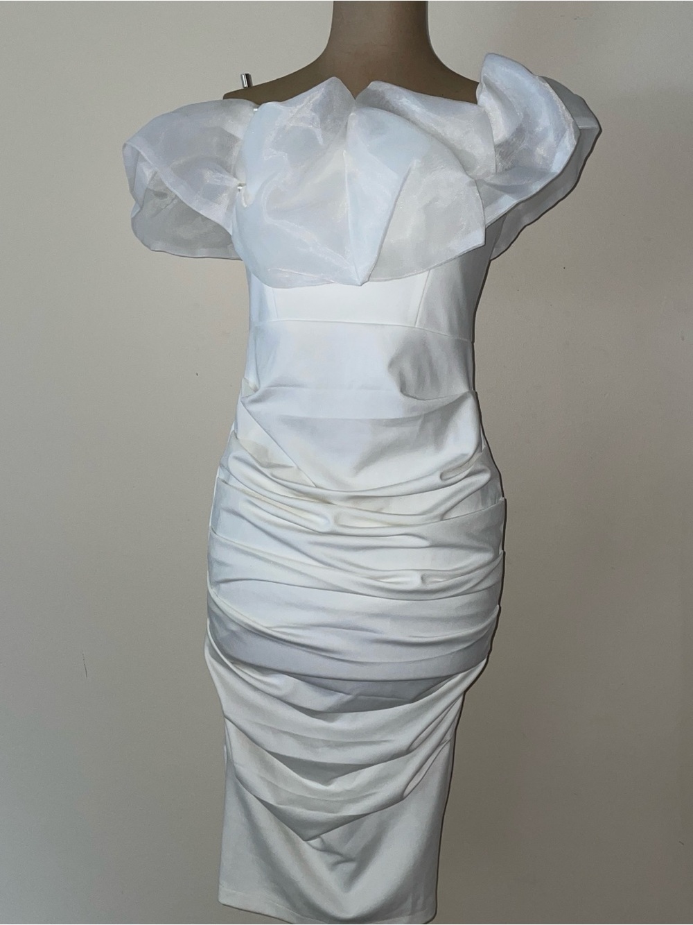 Dolce Vita White off shoulder Ruffled Midi Dress‎